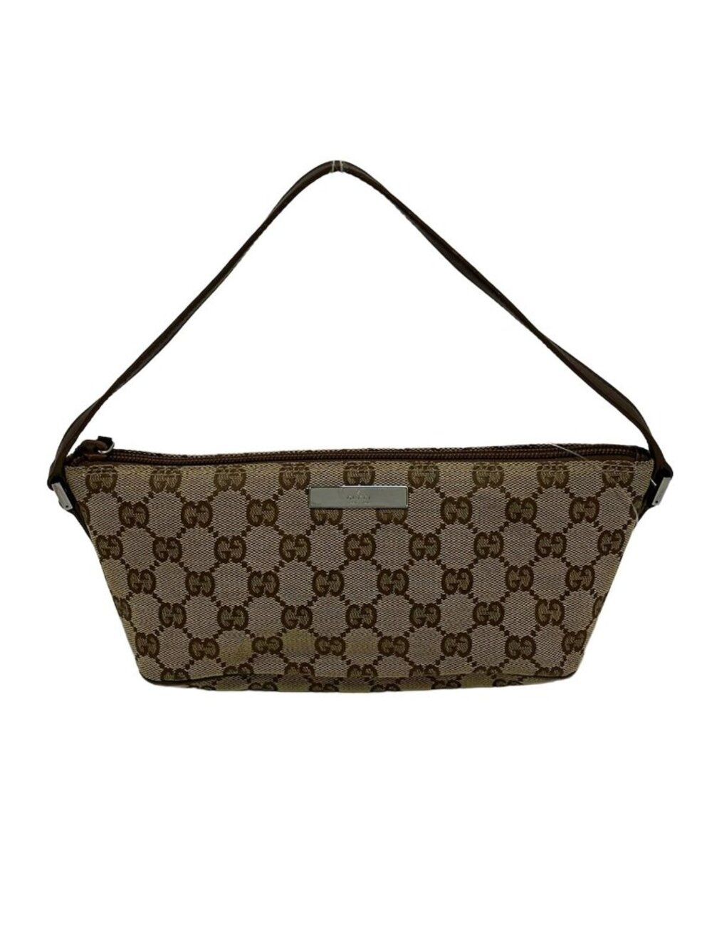 Gucci Handbag GG Pattern Dark Brown Beige Leather